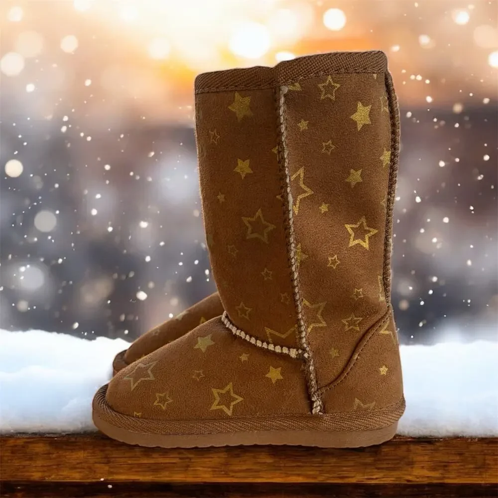 Airwalk Toddler Cognac w/ Stars Emma Winter Boots- Size 6